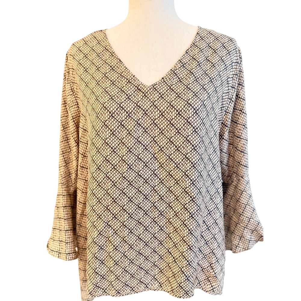 LaRoque Original 100% Silk Snakeskin Print V-Neck Blouse One Size